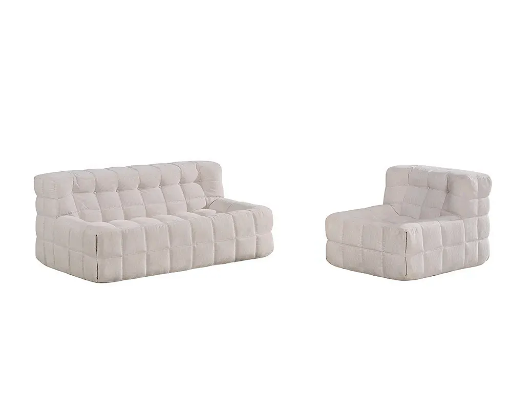 Retro-style waffle-shaped lazy sofa for a simple square living room balcony, cream-colored retro-style net single recliner.