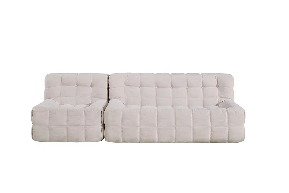 Retro-style waffle-shaped lazy sofa for a simple square living room balcony, cream-colored retro-style net single recliner.